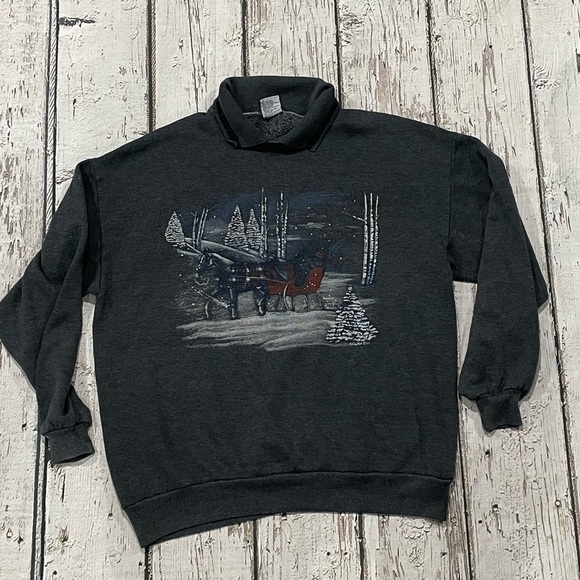Vintage 90s Winter Landscape Outdoor 1990s Sweatshirt - Picture 1 of 6